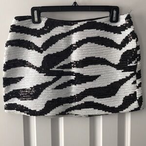 bebe Black and White Sequin Skirt